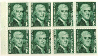 1278a - 1968 1c Prominent Americans: Thomas Jefferson, Booklet Pane of ...