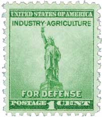 899 - 1940 1c Statue of Liberty, Bright Blue Green - Mystic Stamp  display picture 1