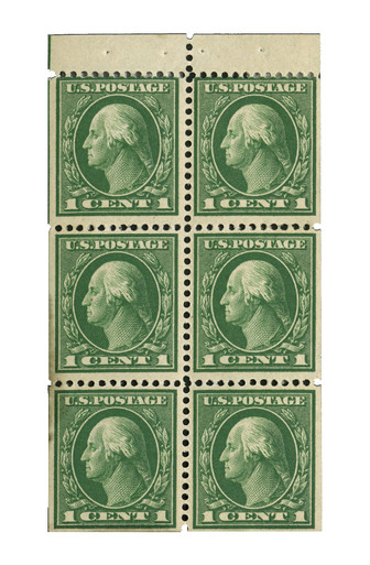 405b - 1912 1c Washington, Green, Single Line Watermark, Booklet
