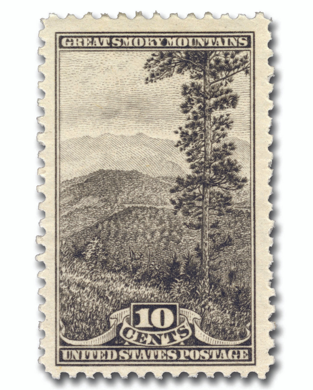 749 - 1934 10c Great Smoky Mountains, North Carolina, Gray Black, Perf. 11