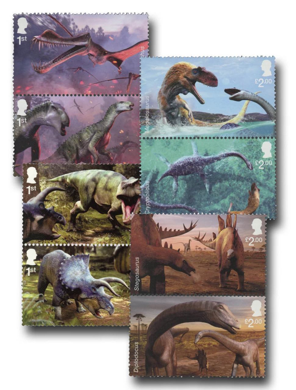 MFN613 - 2024 Dinosaurs, 8 Mint Stamps, Great Britain