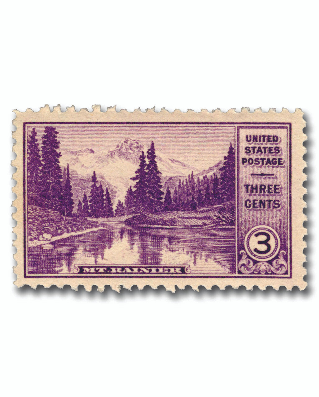 742 - 1934 3c Mt. Rainier, Washington, Purple, Perf. 11