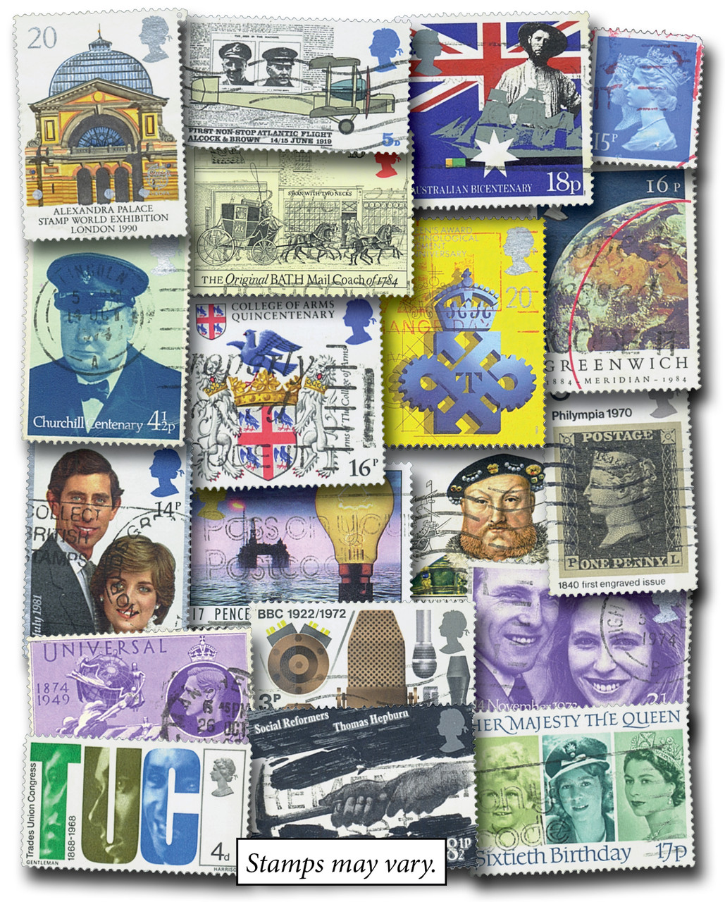 M2061 - Great Britain, 300 Different Stamps