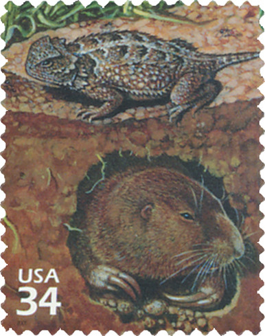 3506h - 2001 34c Great Plains Prairie: Short-horned Lizard & Gopher ...