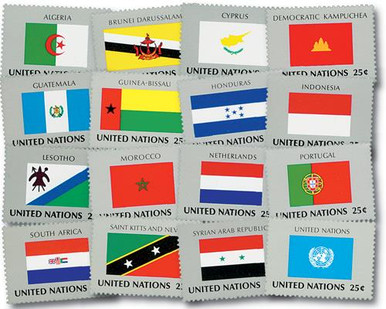 レア！UNITED NATIONS SOUVENIR FLAG STAMPS UN554-69 - 1989 World Flags - Mystic Stamp Company