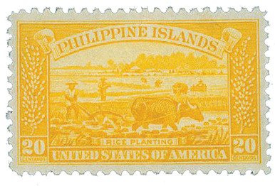 フィリピン　National stamp &coinage souvenir PH358 - 1932 20c Rice Planting, Yellow, Philippine Islands