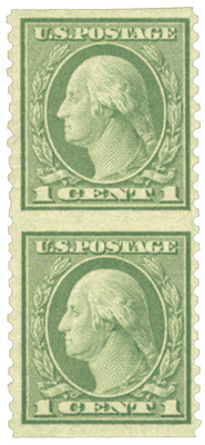 538a - 1919 1c Washington, Green, Unwatermarked, Perf. 11 x 10