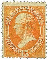 163 - 1873 15c Daniel Webster, Yellow Orange, Secret Mark, Hard