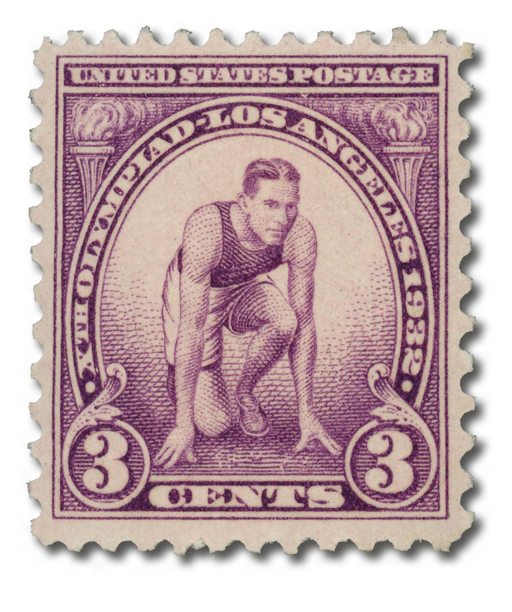 718 - 1932 3c 10th Summer Olympic Games: Runner at Starting Mark, Purple