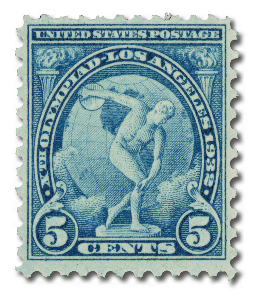 719 - 1932 5c 10th Summer Olympic Games: Discus Thrower, Blue