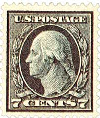 407 - 1914 7c Washington, Black, Single Line Watermark, Perf. 12