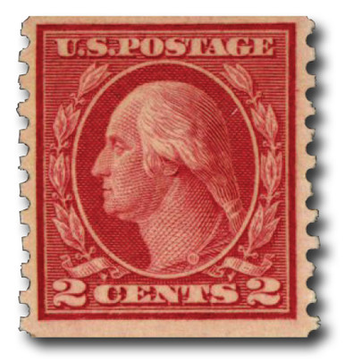 492 - 1916 2c Washington, Carmine, Unwatermarked, Type III, Perf