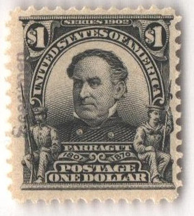 311S - 1902 $1 David G. Farragut, Black, Specimen - Mystic Stamp