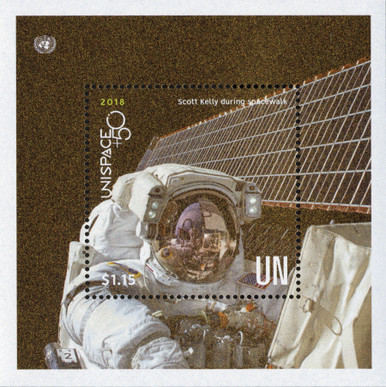 UN1198 - 2018 $1.15 UNISPACE + 50 Astronaut - Mystic Stamp Company