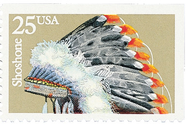 2505 - 1990 25c Headdresses: Shoshone - Mystic Stamp Company