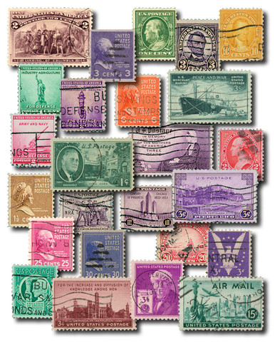 231//C35 - 1893-1947 Set of 25 Classic U.S. Stamps - Mystic