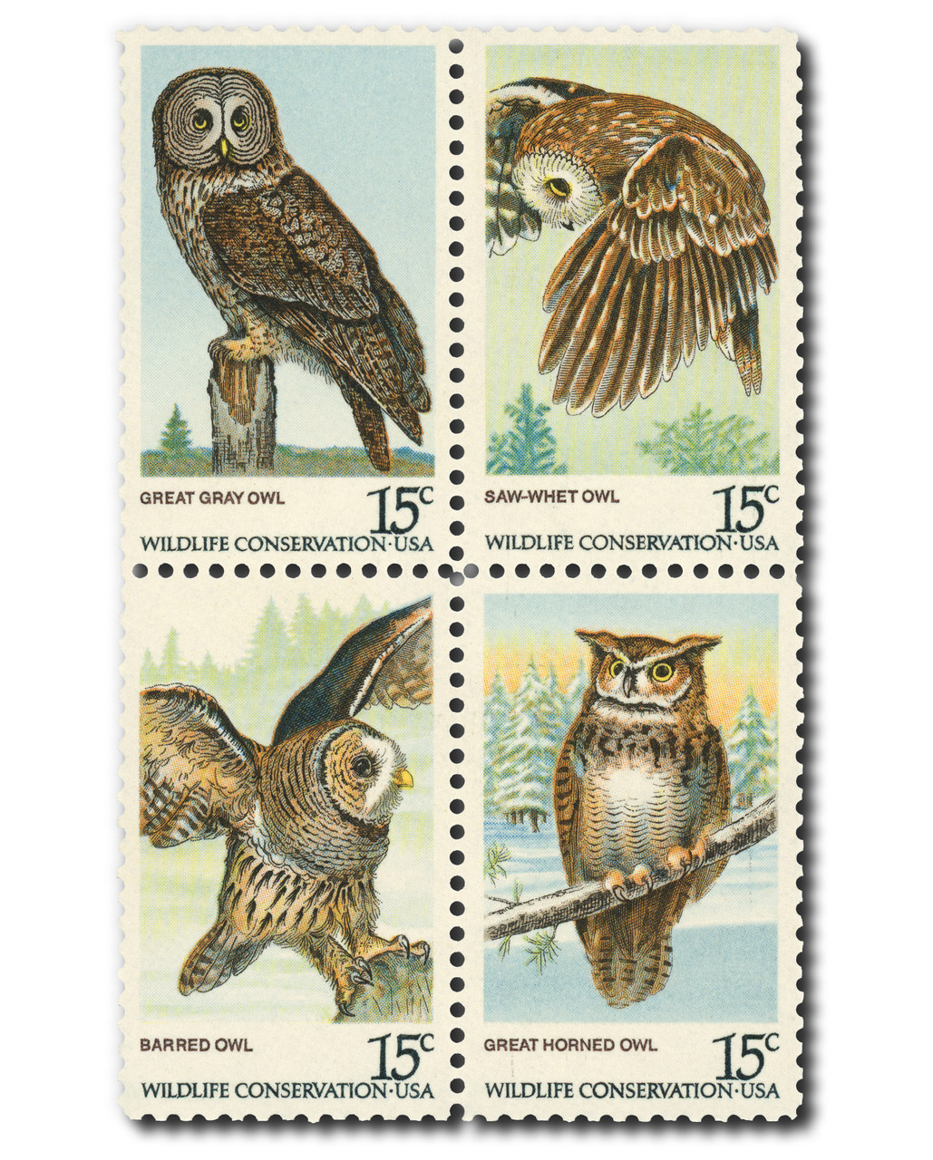1760-63 - 1978 15c American Owls