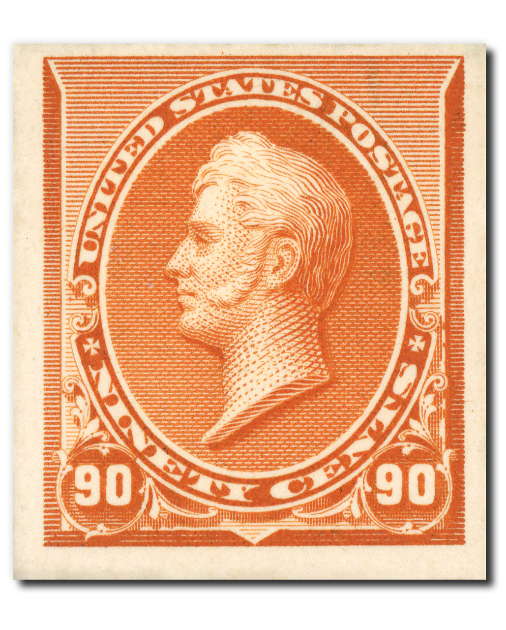 229P4 - 1890-93 90c Oliver H. Perry, Orange, Plate Proof on Card