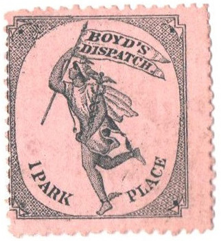 20L50 - 1880 1c Boyd's Dispatch, Black on Lilac Pink Paper, Type I ...