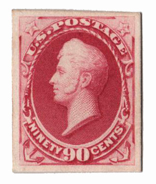 166P4 - 1873 90c Oliver H. Perry, Rose Carmine, Plate Proof on Card