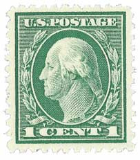 shpさま専用ページ 498 - 1917 1c Washington, Green, Unwatermarked, Perf. 11 - Mystic