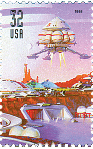 3239 - 1998 32c Space Discovery: Spaceship Landing - Mystic Stamp