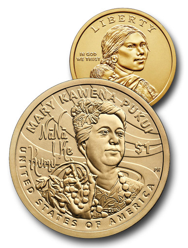 ポプジョイミント記念　fine gold 9999／メタル CW-025D - 2025 $1 Native American Coin - Mary Kawena Pukui, D Mint
