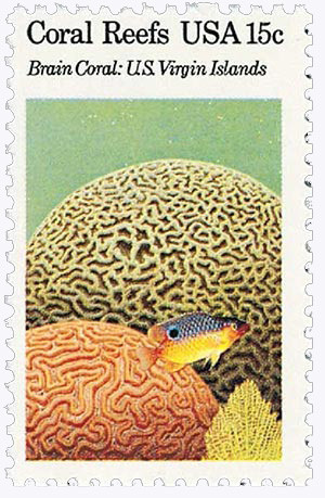 1827 - 1980 15c Coral Reefs: Brain Coral - Mystic Stamp Company