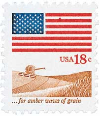 1890 - 1981 18c Flag Over Field - Mystic Stamp Company