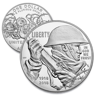 CNSE5 - 2018 Centennial World War One Silver Proof Dollar - Mystic