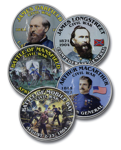 MCN164 - Civil War Color Enhanced US Half-Dollars, Collection of 5