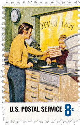 PUTS USPS Priority Mail シルクスクリーン作品 2点 1489 - 1973 8c Postal Service Employees: Window Clerk - Mystic