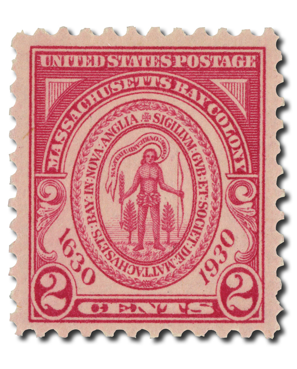682 - 1930 2c Massachusetts Bay Colony, Carmine Rose