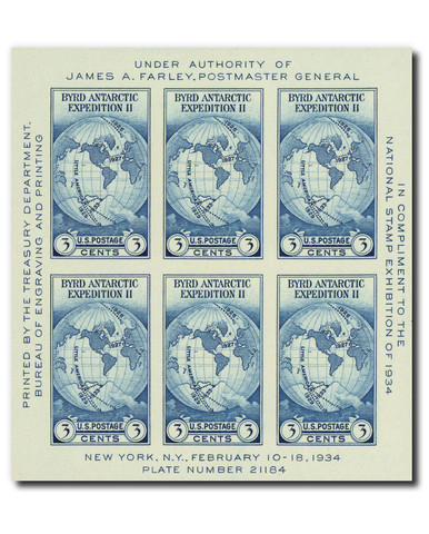 768 - 1935 3c Byrd Antarctic Expedition, Dark Blue, Souvenir Sheet