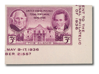 778d - 1936 3c Texas Centennial, Purple, Single form Souvenir
