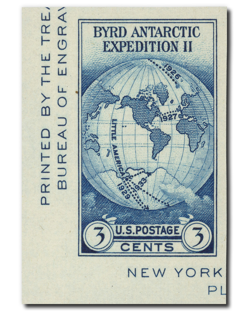 768a - 1935 3c Byrd Antarctic Expedition, Dark Blue, Single from Souvenir Sheet, Imperf.
