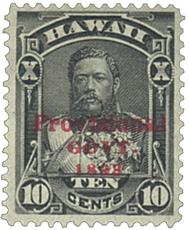 H61 - 1893 10c King David Kalakaua, Black, Hawaii, Red Overprint