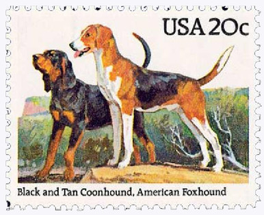 2101 - 1984 20c Dogs: Coonhound & American Foxhound - Mystic Stamp