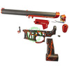 Amped Builds Amped Custom HPA Rifle | Gorilla x MAC Airsoft QCU Speed Soft Build with Matte Black Carbon Upper, Red CNC Parts, and Black, Red Splatter Lower 141mm / F2 / MSG 