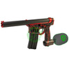 Amped Builds Amped Custom HPA Rifle | Gorilla x MAC Airsoft QCU Speed Soft Build with Matte Black Carbon Upper, Red CNC Parts, and Black, Red Splatter Lower 141mm / F2 / MSG 