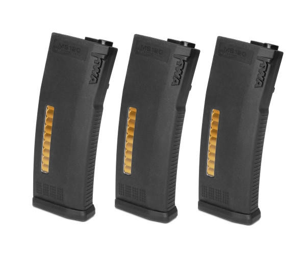 KWA MS120 Adjustable AEG MidCap Magazines | 3 Pack | Black