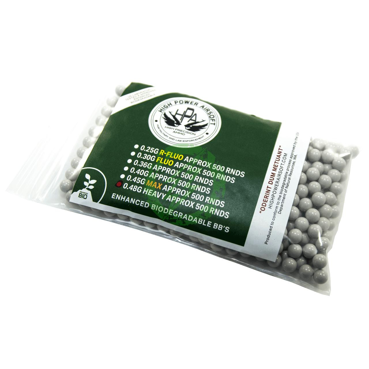 バイオBBs High Power Airsoft 0.48g MAX White Bio BBs | 500 Rds
