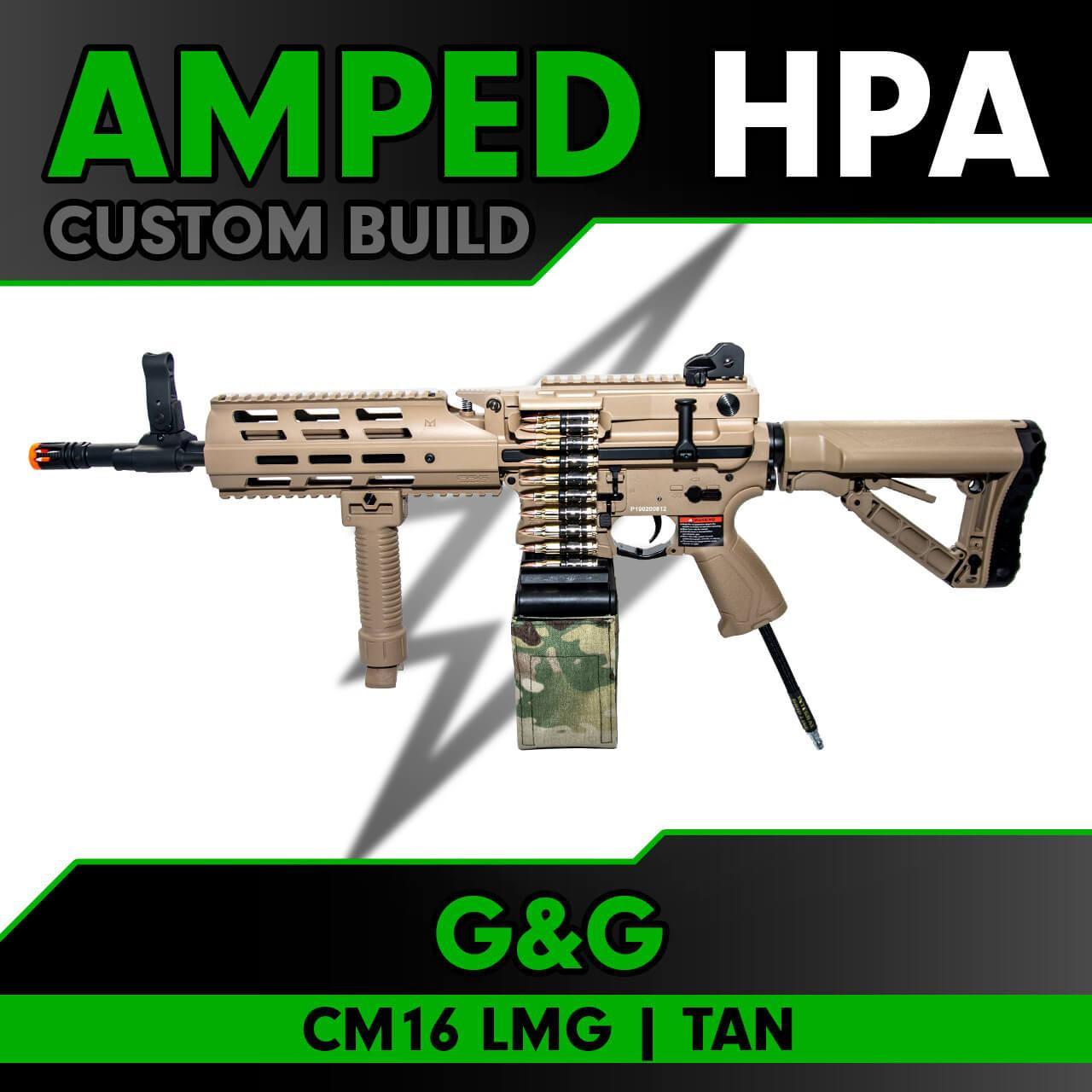 Amped Builds Amped Custom HPA G&G Combat Machine CM16 LMG | Tan 