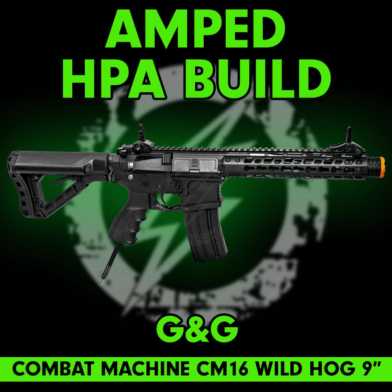 Amped Builds Amped Custom HPA G&G Combat Machine CM16 Wild Hog 9" Airsoft Rifle (Black) 