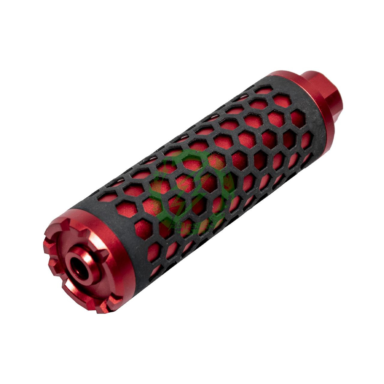  Angel Custom Red HIVE Airsoft Suppressor | 130mm | CCW 