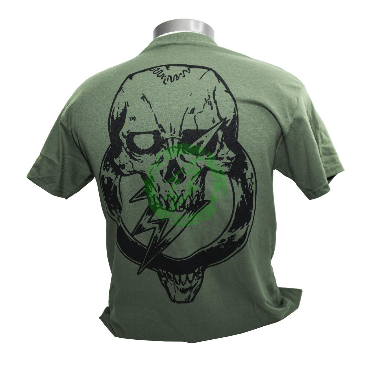 Amped Airsoft T-Shirt Skull Bolt | Black & OD Green 