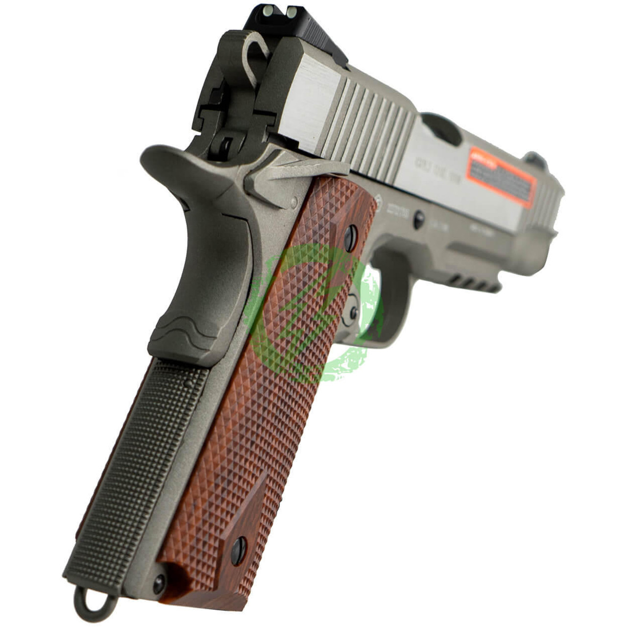  Cybergun Colt Licensed 1911 Full Metal CO2 Airsoft Gas Blowback Pistol by KWC | Stainless / Railed 