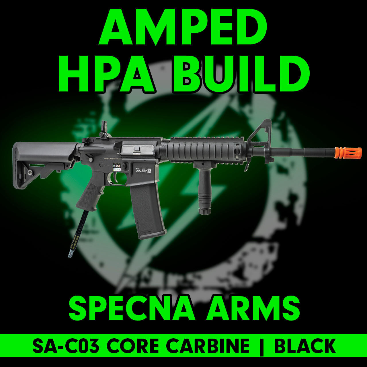 Amped Builds Amped Custom HPA Specna Arms SA-C03 CORE Series M4 Carbine RIS Black Airsoft Rifle 