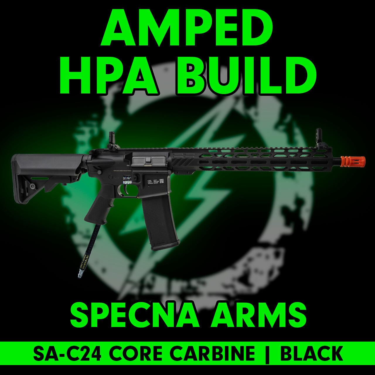 Amped Builds Amped Custom HPA Specna Arms SA-C24 CORE Series M4 Carbine M-LOK Black Airsoft Rifle 