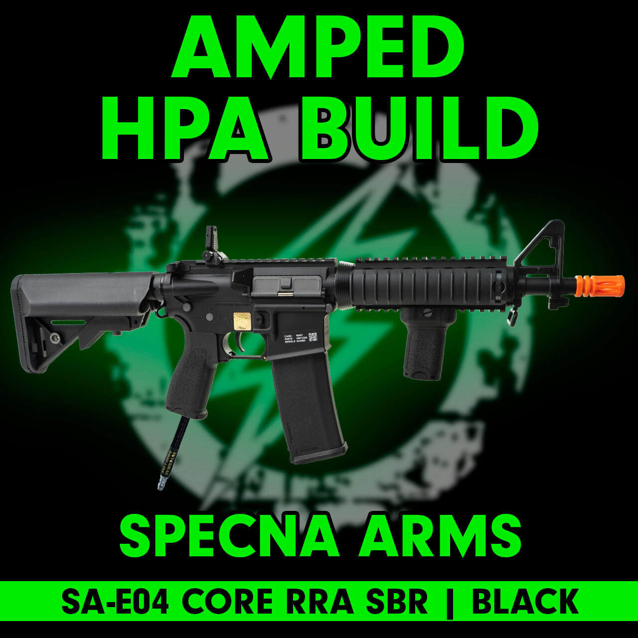 Amped Builds Amped Custom HPA Specna Arms SA-E04 EDGE RRA M4 SBR RIS Black Airsoft Rifle 